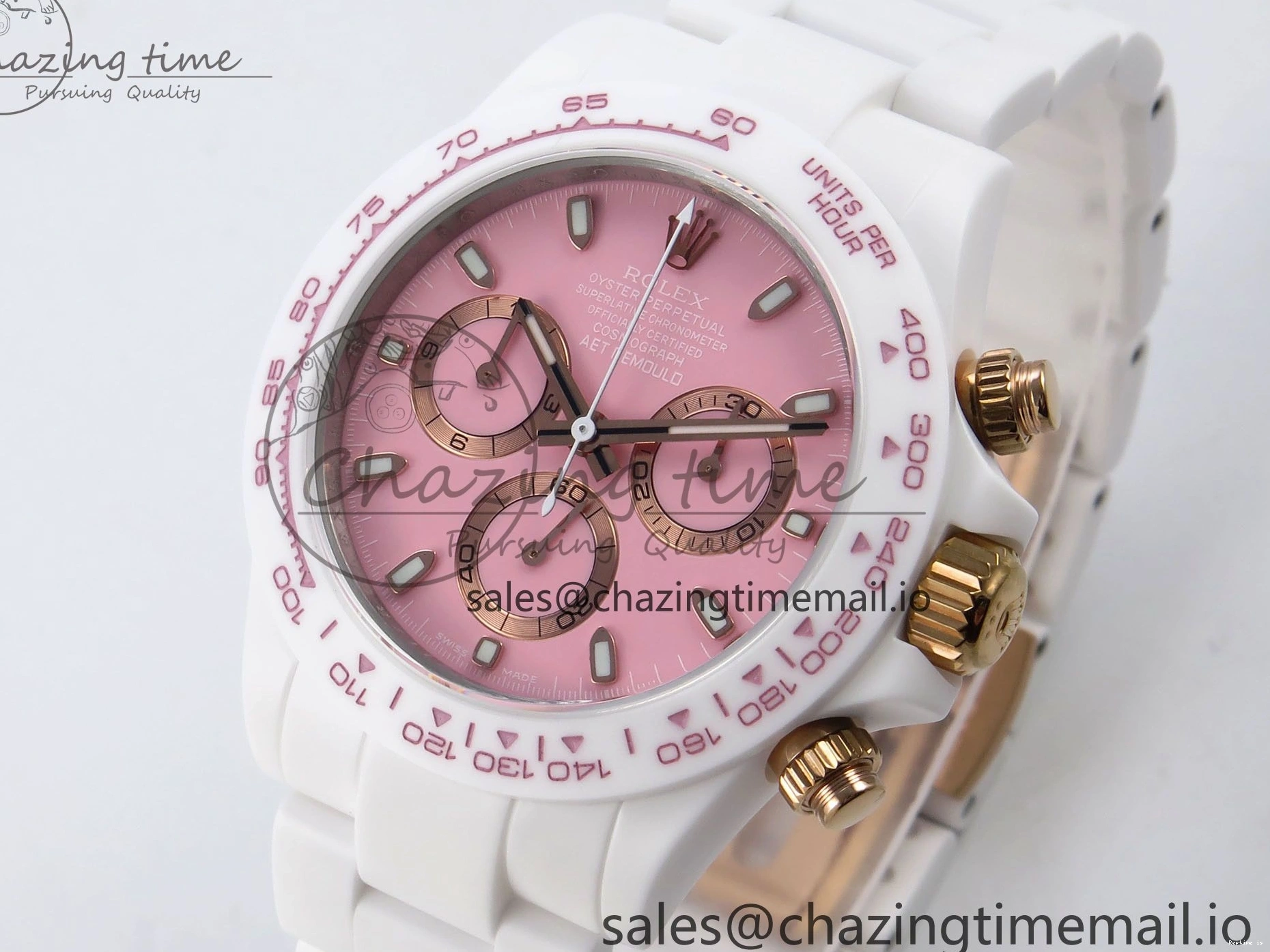 1228 Daytona AET White Ceramic Case and Bracelet Pink Dial N6F Best Edition SA Unisex 1196